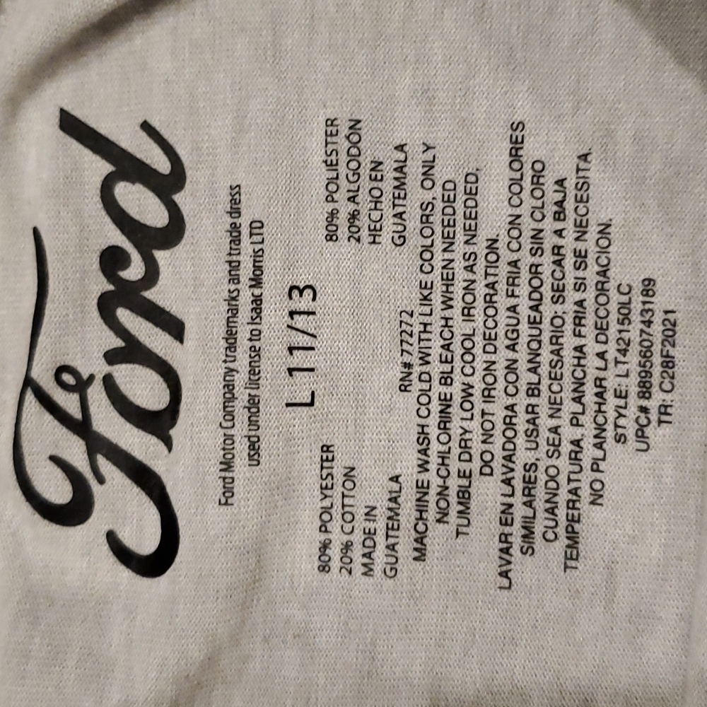 Womens Ford gray graphic print logo t-shirt size L - Picture 3 of 4